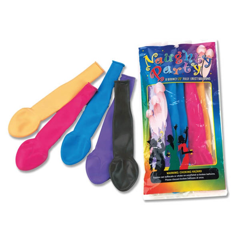 Naughty Party Penis Balloons - Coloured 8 Pack